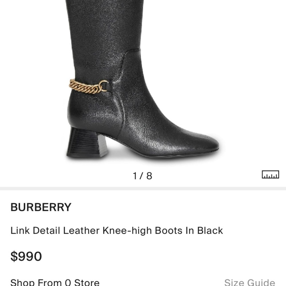 Burberry Link Detail Knee High Leather Boots - Picture 7 of 7